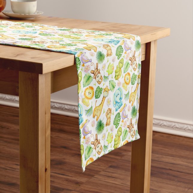 Safari Animals Birthday Baby Shower Table Runner (In Situ)