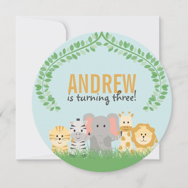 Safari Animals Birthday Invitation (Front)
