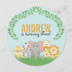 Safari Animals Birthday Invitation