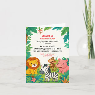 Safari Animals Birthday Invitation Boy Folded Card