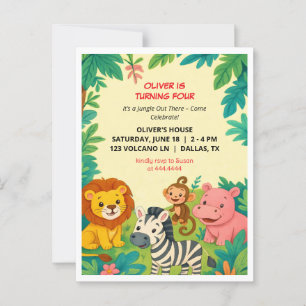 Safari Animals Birthday Invitation Boy Post Card