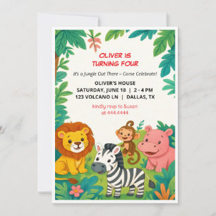 Safari Animals Birthday Invitation Party Flat Card
