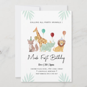 Safari Animals Birthday party Invitation