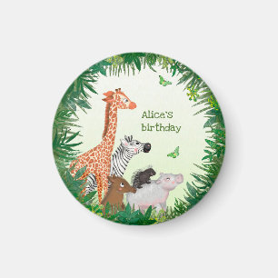Safari animals birthday party magnet