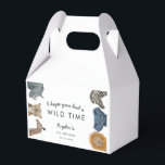 Safari Animals Birthday Party Wild Time Favour Box<br><div class="desc">Cute safari theme boy's birthday party favour box featuring illustration of animals (rhino,  giraffe,  leopard,  zebra,  elephant,  and lion). The text says "I hope you had a wild time."</div>