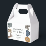 Safari Animals Birthday Party Wild Time Favour Box<br><div class="desc">Cute safari theme boy's birthday party favour box featuring illustration of animals (rhino,  giraffe,  leopard,  zebra,  elephant,  and lion). The text says "I hope you had a wild time."</div>