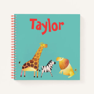 Safari Animals Blue Background Notebook