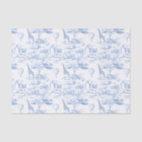 Safari Animals Blue Toile de Jouy Dusty