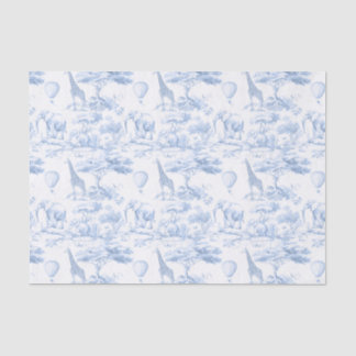 Safari Animals Blue Toile de Jouy Dusty Tissue Paper