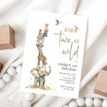 Safari Animals "Born Two Be Wild" Kids Birthday Invitation<br><div class="desc">Celebrate your little one's special day with our safari animals "born two be wild" kids birthday invitation, perfect for a cute and whimsical occasion! It features a modern safari animal theme with adorable jungle creatures like a monkey, elephant, giraffe, lion, and zebra. With its simple, natural, boho-inspired watercolor landscape, this...</div>