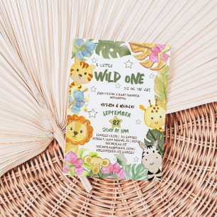 Safari Animals Botanical Baby Shower Invitation