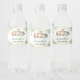 Safari Animals Botanical Baby Shower Water Bottle Label