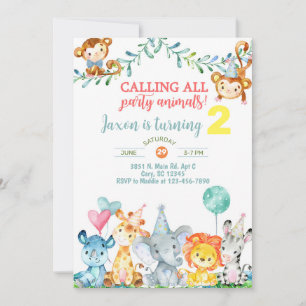 Safari animals boy 2nd birthday invitation. invita invitation