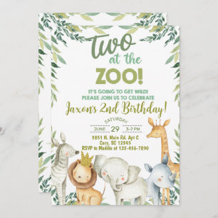 Safari animals boy 2nd birthday invitation. invitation