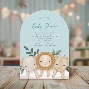 Safari Animals Boy Baby Shower Invitation