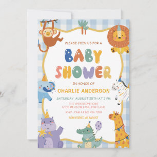 Safari Animals Boy Baby Shower  Invitation