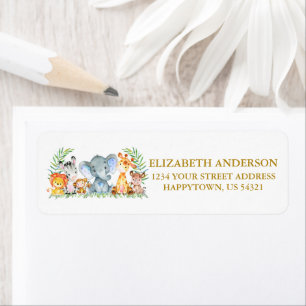 Safari Animals Boy Baby Shower Return Address Label