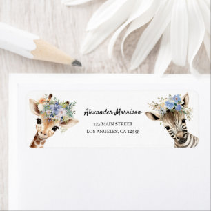 Safari Animals Boy Birthday Return Address Label