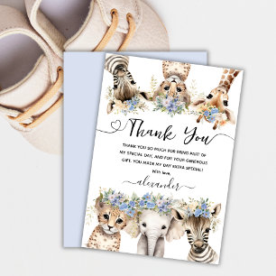 Safari Animals Boy Birthday Thank You Card