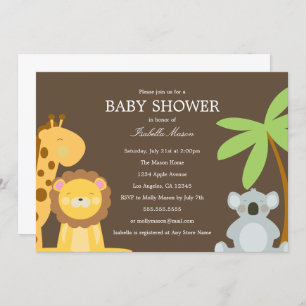 Safari Animals   Brown Invitation