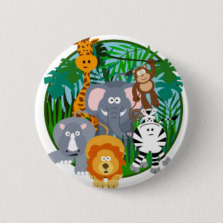 Safari Animals Cartoon 6 Cm Round Badge
