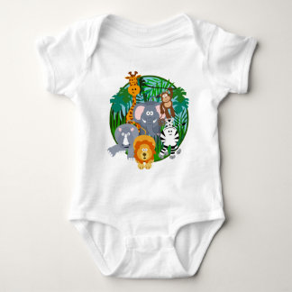 Safari Animals Cartoon Baby Bodysuit