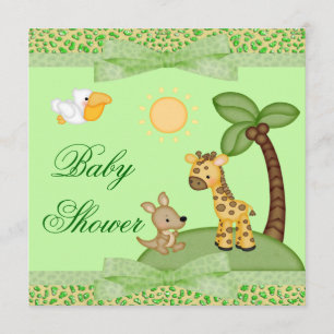 Safari Animals Cheetah Print Baby Shower Invitation
