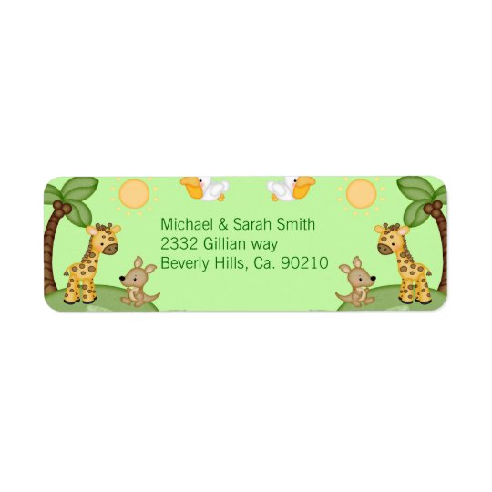 Safari Animals Cheetah Print Baby Shower Return Address Label