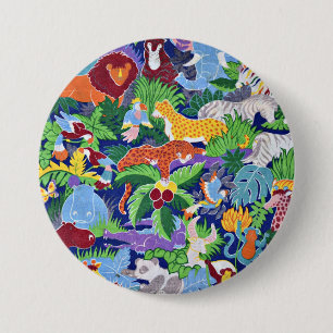 Safari Animals, colourful pattern, 7.5 Cm Round Badge