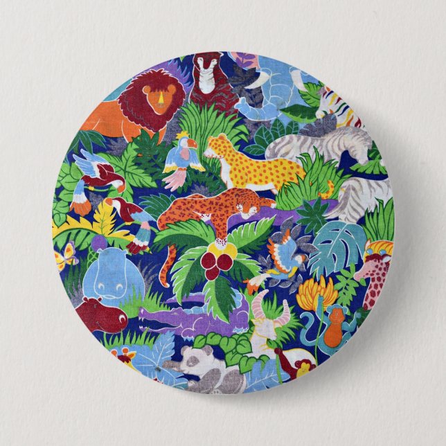 Safari Animals, colourful pattern, 7.5 Cm Round Badge (Front)