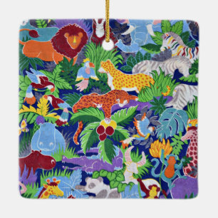 Safari Animals colourful pattern Ceramic Ornament