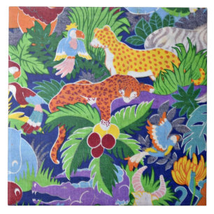 Safari animals colourful pattern ceramic tile