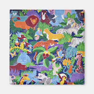Safari Animals, colourful pattern, Magnet
