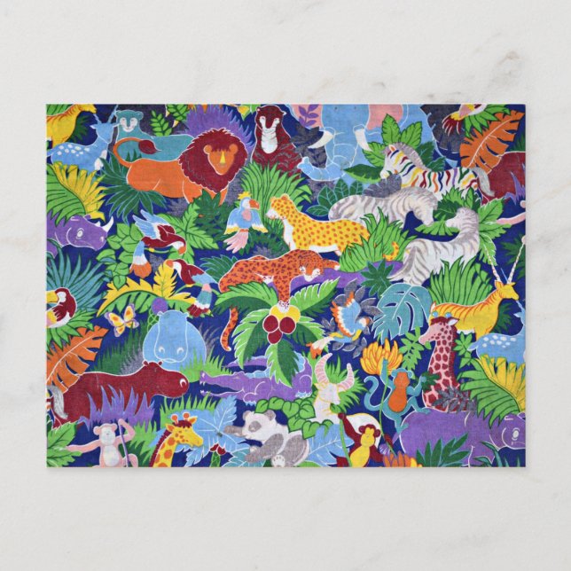 Safari animals colourful pattern postcard (Front)