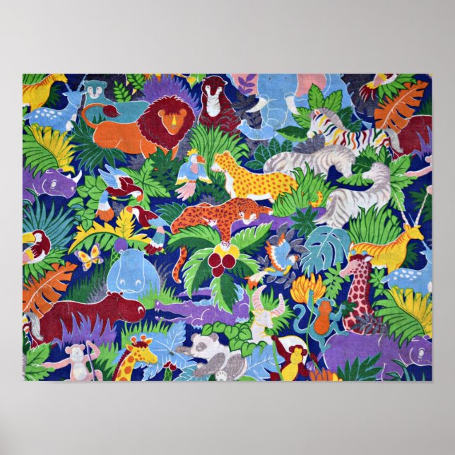 Safari animals colourful pattern poster (Front)