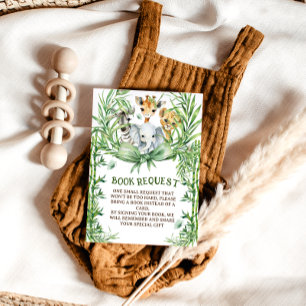 Safari Animals Cute Bow Baby Shower books for baby Enclosure Card