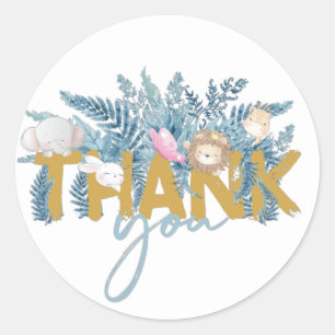Safari Animals Cute Thank you Classic Round Sticker