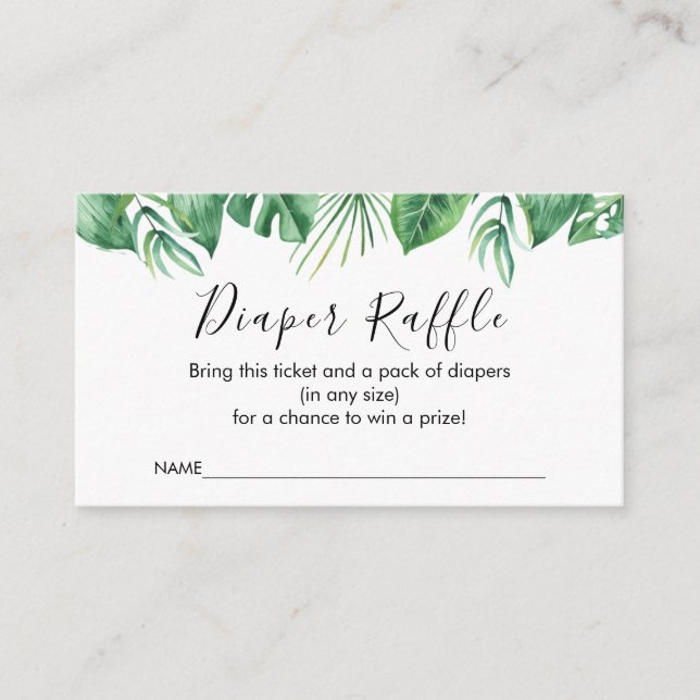  Safari Animals Diaper Raffle Card (Front)