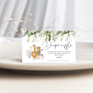 Safari animals diaper raffle ticket enclosure card
