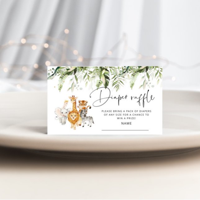 Safari animals diaper raffle ticket enclosure card (Creator Uploaded)
