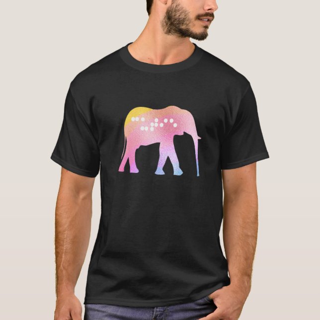 Safari Animals Elephant Cutie Braille Pastel Kids  T-Shirt (Front)
