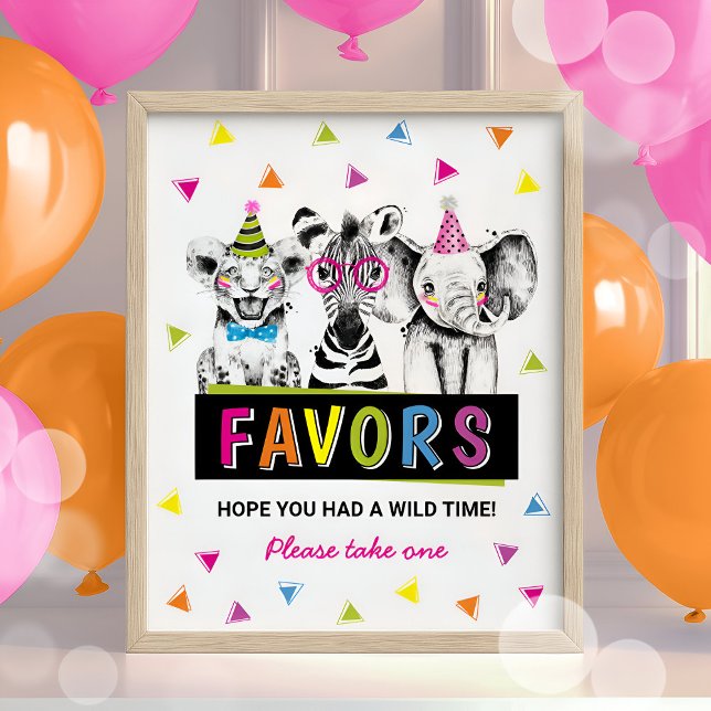 Safari Animals Favour Sign Birthday Party (Creator Uploaded)