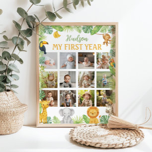 Safari Animals First Year Photo Milestone Poster
