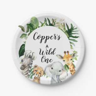 Safari Animals Foliage Birthday Party Plate