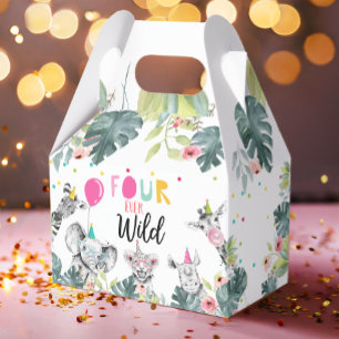 Safari Animals Four Ever Wild Birthday Pink Girl Favour Box