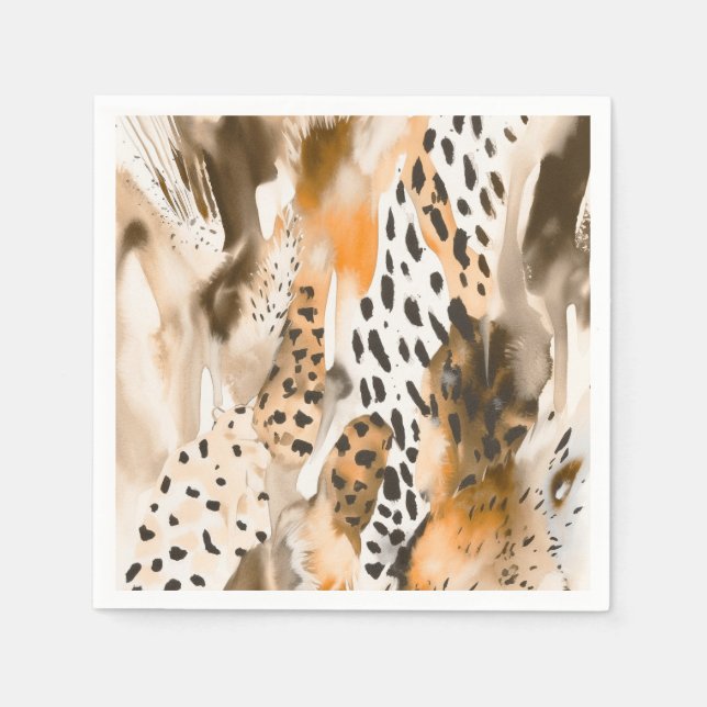 Safari Animals Fur Prints Abstract Modern Boho Napkin (Front)