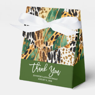 Safari Animals' Fur Prints & Palm Leaves Pattern Favour Box