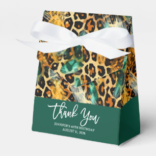 Safari Animals' Fur Prints Pattern Green and Gold Favour Box