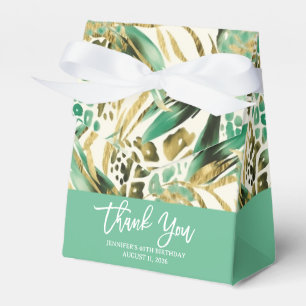 Safari Animals' Fur Prints Pattern Green & Gold Favour Box