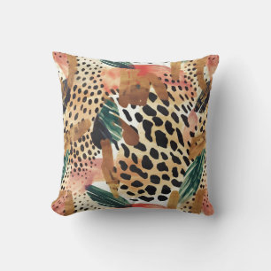Safari Animals' Fur Prints Patterns Brown Colorful Cushion